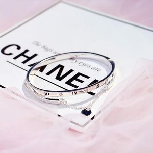 Bangles Female Heart Forever Love Brand Charm Bracelet for Women Famous Jewelry Wholesale- Rose Gold Stainless Steel Bracelets