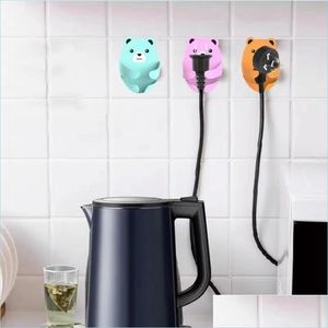 Other Housekeeping Organization Cartoon Cuddle Bear No-Punch Plug Hook Power Socket Kitchen Storage Drop Delivery 2022 Home Garden H Dhry3