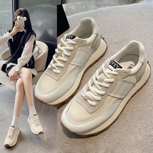 Thick soled soft leather women's 2022 new versatile sports casual shoes high sponge cake breathable board shoes