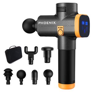 Массагер с полным телом Phoenix A2 Massage Gun Professional Fascial Sport Relexation Fitness EMS мышечный стимулятор ЖК -дисплей 4 6 головы 221027