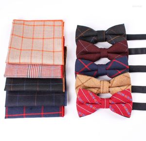 Bow Ties Plaid Tie For Men Butterfly Cravat Bowtie Tuxedo Adjustable Bows Adult Bowties & Handkerchief Set Fashion