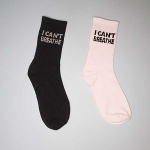 Men's Socks I can't breathe socks men and women cotton Funny Letter Halajuku Hip-hop Street Skate Hosiery Black white casual sox T221011