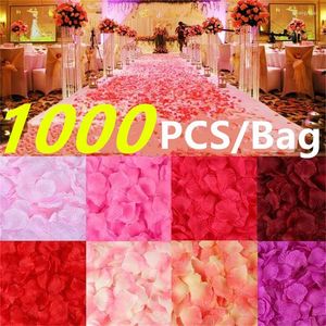 Flores decorativas 1000pcs decoração de casa pétalas de rosa Flor Tosco de seda Pétala de casamento para decoração de eventos de festa Natal