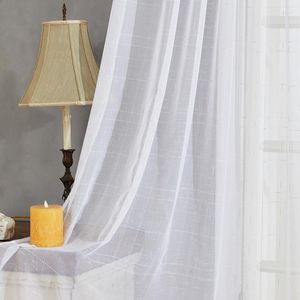 Cortina lism moderno linho tule tule triagem de cortinas para sala de estar xadrez dourado pura cortinas de cozinha home cega