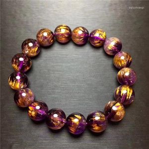 Strand Natural Purple Titanium Crystal Brasilian Beads Armband 12-12.8mm