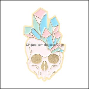 Pins Brooches Customized Color Diamond Skl Brooch Men Women Jewelry Alloy Hard Enamel Pin Charms Bk Insignia Manufacture Punk Badge Dhyeb