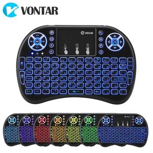 Keyboards VONTAR i8 Wireless Keyboard Russian English Hebrew Version i8 24GHz Air Mouse Touchpad Handheld for Android TV BOX Mini PC 221012