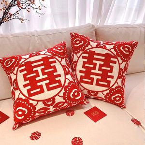 Pillow Chinese Style Embroidery Character Fluffy Chair Lumbar Pillows For Living Room