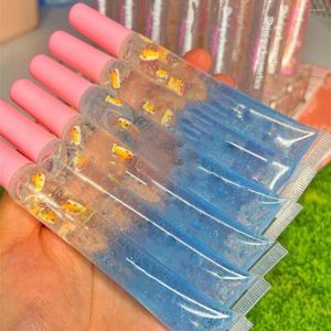 Lip Gloss Base Vendor Private Label Clear Custom Vegan Glitter Girl Natural Wholesale Cute Pouches Flower Lipgloss