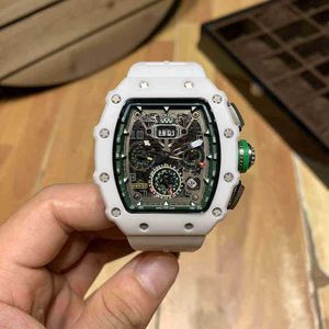 Luxury Mens Watch RM Wristwatch Mill Business Leisure helautomatisk mekanisk Millr Watch White Ceramic Tape Tren RBTK
