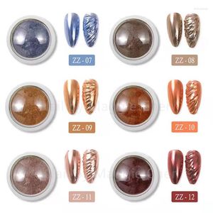 Nail Glitter 12 Colors Dirty Chrome Mirror Powder Art Metallic Rose Gold Brown Pigment Colorful Nails Accessories Polish