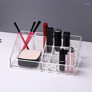 Aufbewahrungsboxen Make -up -Organizer Clear Plastic Lippenstifte Pinsel Anzeige Halter QX2E