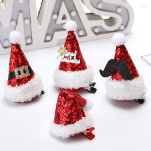 Juldekorationer år 2022 HAT TREE Santa Claus Hair Clips Diy Xmas Ornaments for Girl Kids Noel Gift