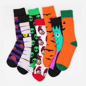 Erkek çorap anime yarasalar balkabağı palyaço çorap moda komik erkekler kadın çorap konfor mutlu renkli dikiş pamuk mürettebat çoraplar T221011