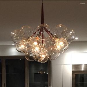 Lustres elegantes lustres de bolha de vidro preto Lâmpada LED LED Rose Gold Dining Room Quarto para decoração interna Arte