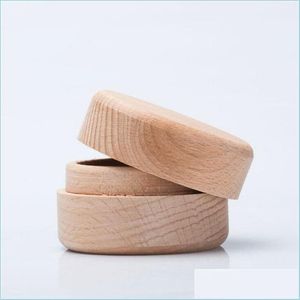 Jewelry Boxes Beech Wood Small Round Storage Box Retro Vintage Ring For Wedding Natural Wooden Jewelry Case 136 U2 Drop Delivery 202 Dhdr1