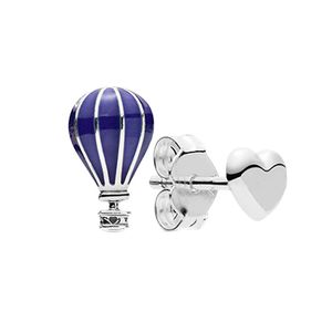 Blue Hot Air Balloon Love Heart Stud Earrings 925 Sterling Silver Party Jewelry for Women Girls With Original Box för Pandora Girl Friend Gift Earring Set