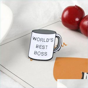 Pins Brooches Boss Mug Pins Best Ever Enamel Coffee Cup Lapel Brooches Men Women Bosss Day Gift 8 W2 Drop Delivery 2022 Jewelry Dh8G5