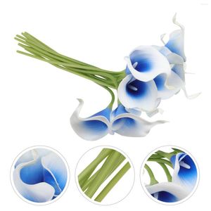 Fiori decorativi Calla Lily Fiori finti artificiali Gigli nuziali Stelo Picasso Steli Centrotavola bouquet blu finto Puntelli