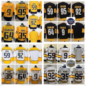 Jersey 2022 Stadium Series 59 Roman Josi Hockey''Nhl''Jerseys Marinha Ouro 9 Filip Forsberg 92 Ryan Johansen 95 Matt Duchene 64 Mikael Granlund 35 Pekka