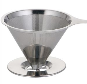 Kottformat rostfritt stål Kaffe te -verktyg Dripper Dubbelskikt Mesh Filterkorg Hem Köksverktyg