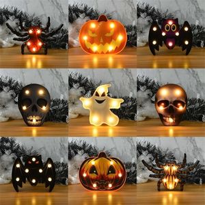 Juldekorationer Halloween LED -lampor Horror Pumpkin Ghost Bat Spider Night Ornament Party Props Home Bar Table Lamp 221011