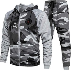 Męskie dresy z kapturem sportowy zestaw dresowy jesienne zima swobodne pełne zip jogging spodnie Mężczyźni ubrania G221011