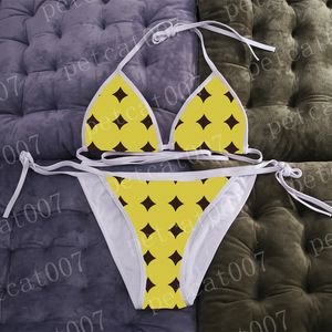 Conjunto de biquíni amarelo marca maiô feminino estilo festivo maiô feminino sexy com tiras para senhora