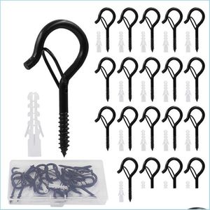 Hooks Rails Hooks Rails 20Pcs Q-Hanger Wall Cabinet Ceiling Screw For Hanging Christmas String Rope Fairy Lights Plant Wind Chim Dhveq