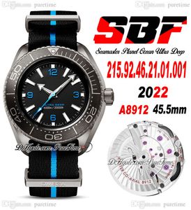 SBF Ultra Deep GMT A8912 Automatic Mens Watch 600m 45.5mm Black Ceramic Bezel D-Blue Nylon Strap 215.92.46.21.01.001 Watches 2022 Super Edition Puretime B2