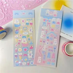 Embrulhado de presente coreano adorável urso sorvete adesivo diy scrapbook scrapbooking decoração de material kawaii steary adesivos