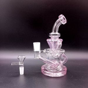 Pink Glass Bong Hookahs Mini Oil Dab Rigs Pipes Dry Herb 14mm Joint Heady Bubbler f￶r r￶kning