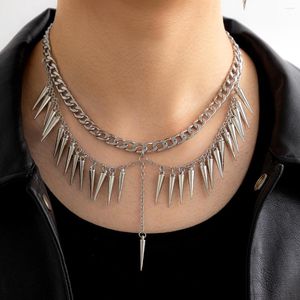 Pendant Necklaces Salircon Punk Multilayer Thick Chain Spike Short Choker For Men Fashion Gothic Fringe Imitation Pearls Necklace Jewelry