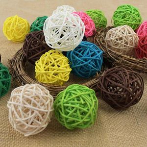 Party Decoration 10pcs 5cm Round Shape Rattan Ball DIY Ornaments Wicker Sepak Takraw For Christmas Wedding Home Accessories