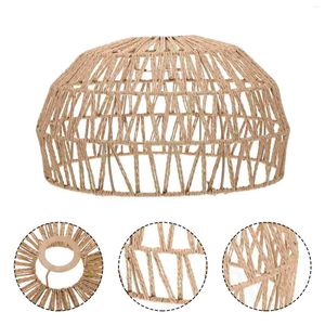 Hängelampen, Lampenschirm, Lampenschirm, Abdeckung aus gewebtem Korbgeflecht, rustikaler Hängeschutz, Bauernhaus-Rattan-Befestigung, Deckenschirme