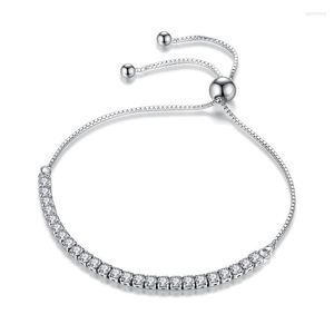 Link Bracelets Sterling Silver Color For Women 5A Zironia Charm Female Hand Chain Orignal Fashion Jewelry With Stamp