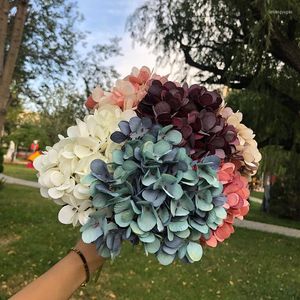 Decorative Flowers High Quality Silks Hydrangea Artificial Wedding Dinng Table White Fake Flower Balcony Bouquet Outdoor Party DIY Decor