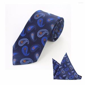 Papillon 2022 Design Men Tie Set 8cm Classic Cravatta Pocket Square Plaid Paisley Gradient Per Fazzoletto Abito da sposa