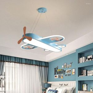 Lampadari Modern Blue Pink Aircraft LED Lampadario per camera da letto Soggiorno Sala da pranzo per bambini Baby Room Nursery Decorazione per interni nordici