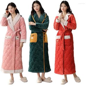 Women's Sleepwear Warm Winter Thicken Flanne Bath Robes For Women Long Pajamas Bathrobe Women's Plush Robe Female Nightgown