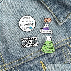 Szpilki broszki chemiczne zlewki emaliowane brooche pin dla kobiet mody sukienka koszula demin metal zabawne piny broszka odznaki promocja dhqav