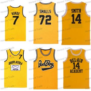 Movie Basketball Jersey Jugoplastika Split Pop 7 Toni Kukoc Bad Boy Big 72 Biggie Smalls The Fresh Prince Academy 14 Will Smith żółte męskie szyte koszulki siatkowe