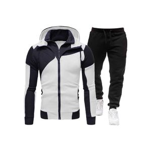 Tute da uomo Uomo Autunno e Sport invernali Cuciture Maniche lunghe T-shirt con cappuccio Giacche Pantaloni Tuta da corsa casual G221011