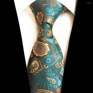 Bow Ties GUSLESON Design Paisley Jacquard Woven Silk Mens Neck Tie 8cm Striped For Men Business Suit Wedding Party