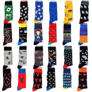 Herrstrumpor 2022 Men Series Cottontube Socks Funny Happy Personality Daily Skateboard Cartoon Fruits Men's Long Socks Plus storlekar T221011