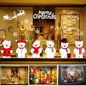 Decorações de Natal Papai Noel Snowflakes Wall Window Window Sticker Ferry for Home Navidad Natal Decor Year Stickers