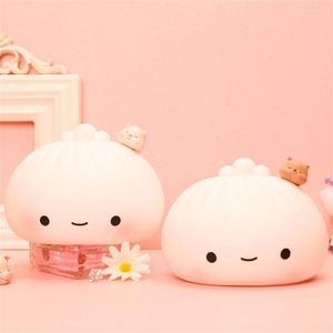 Night Lights Cute LED Light Bun Dumpling Cartoon Bedroom Holiday Home Decoration Soft Lamp Christmas Children Gifts