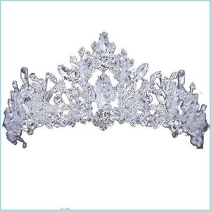 Conjuntos de jóias de casamento 3 PCs Conjunto de jóias de casamentos de noiva Crown Brincos Tiara Brincos Ornamentos de colar de gargantilhas Terno de casado com a cabeça dhbx8