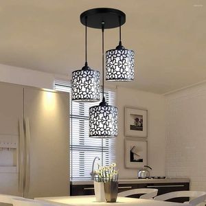 Hängslampor nordiska moderna lampor fixturer järn ihålig ljuskrona lampa hem dekoration för matsal sovrum butik bar