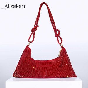 Chic Rhinestones Evening Clutch Purses Wedding Party New Luxury Designer Wine Red Knot Crystal Handle Shoulder Bags High Quality